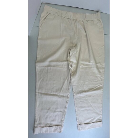 Ann Taylor LOFT Cream Linen Pants XL High Rise Elastic Waist Closet Staple NWT - Picture 1 of 13